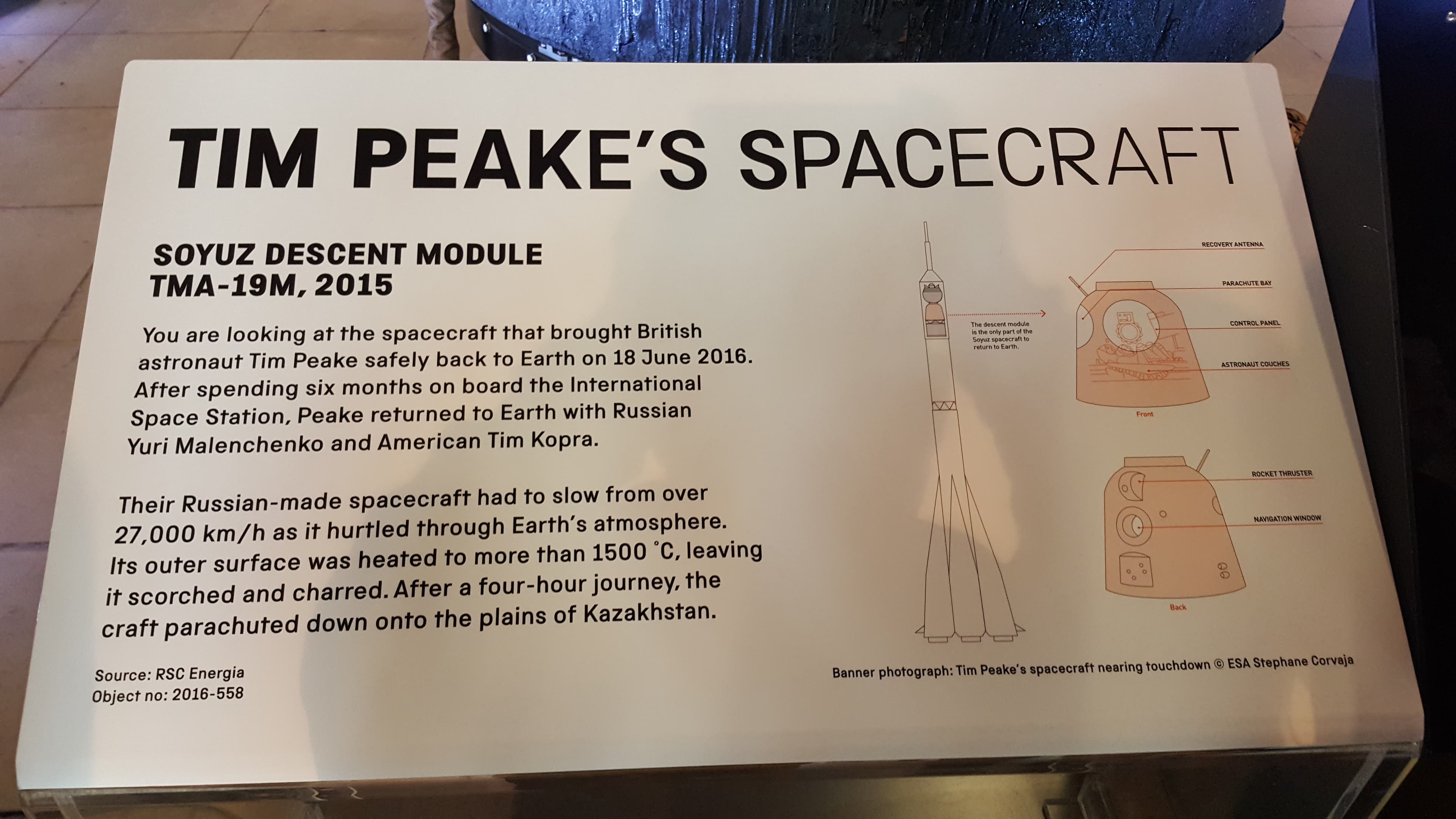 Tim Peake Soyuz TMA-19M Exhibition 8
